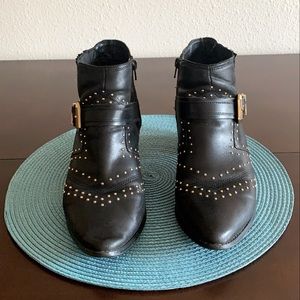 Aldo Gold Studded Leather Booties with Harness